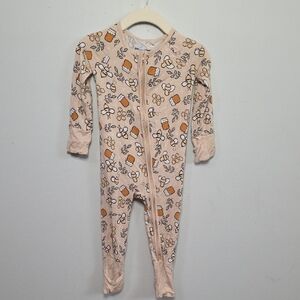 Little One Shop Honey Bee Print Bamboo One Piece Footie Pajama - Size 6 - 12 Mo